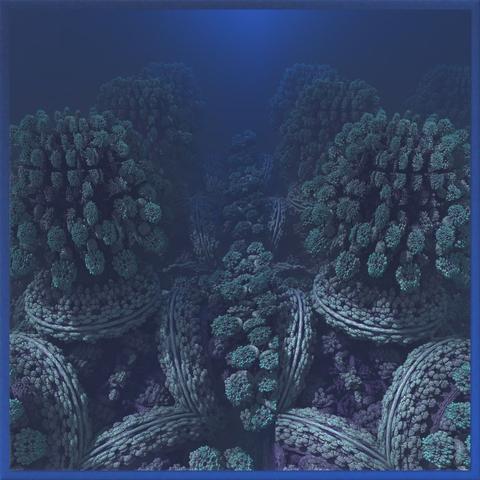 Mit Worten nicht adäquat zu beschreibenes Bild eines dreidimensionalen Fraktals, gerendert mit Mandelbulber 2.