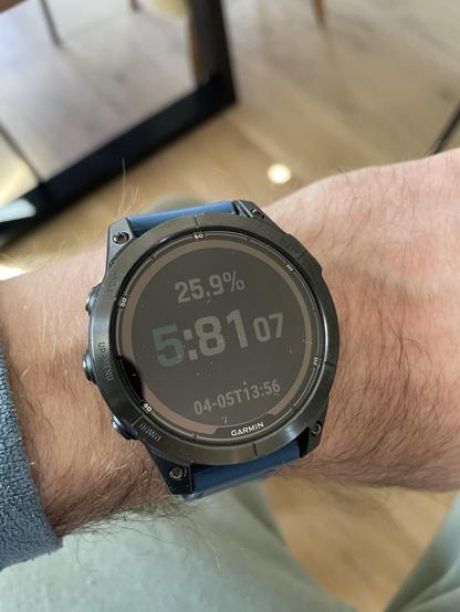 Decimal digital watch showing 5:81.07