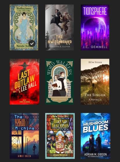 Reflections of Lilje Damselfly by Natalie Keld (ARC, not part of the sale lol oops)
The Switchboard by Christina K Glover
Tionsphere by JC Gemmell
Last Outlaw by Lee Hall
Word Walkers by Abbey Franer
The Singer by Huw Steer
The Warm Machine by Aimee Cozza
The Thread that Binds by Cedar McCloud
Mushroom Blues by Adrian M Gibson
(BOOKS FROM THE INDIE APRIL 2025 SALE)