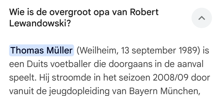 Wie is de overgroot opa van Robert Lewandowski? Thomas Müller (Weilheim, 13 september 1989) is een Duits voetballer die doorgaans in de aanval speelt. Hij stroomde in het seizoen 2008/09 door vanuit de jeugdopleiding van Bayern München,