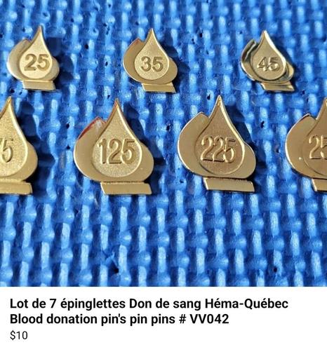 hema-quebec blood donation milestone pins for sale on facebook marketplace