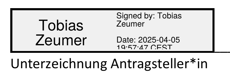 Screenshot einer Signatur mit meinem Namen. Datum und Uhrzeit sind auf zwei Zeilen verteilt. Die Uhrzeit ist etwas abgeschnitten, aber noch lesbar.