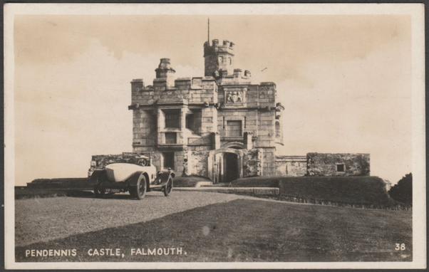Sepia real photographic postcard showing a view of Pendennis Castle at Falmouth in Cornwall.

Excel Series, No 38, c.1940s.

Postally unused.

Very good condition, with very slight corner bumps.