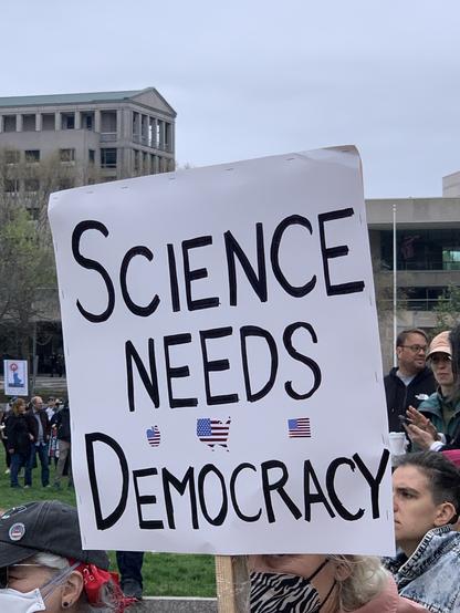 #HandsOffPhilly Science Needs Democracy sign