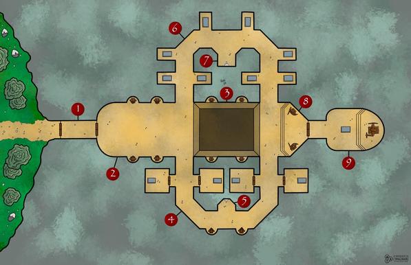 The dungeon map with numbers