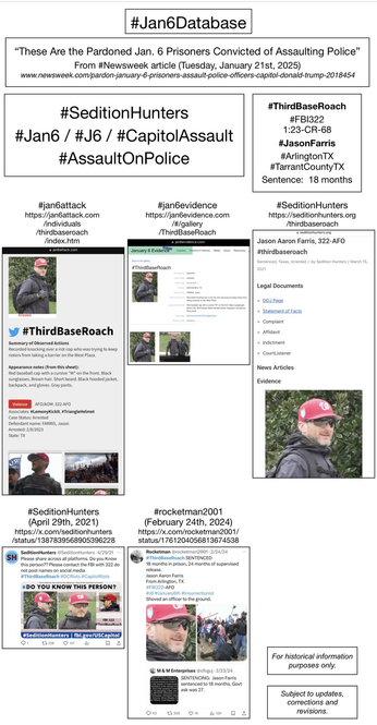 Photos and information about convicted January 6th rioter Jason Farris (Arlington, Texas).