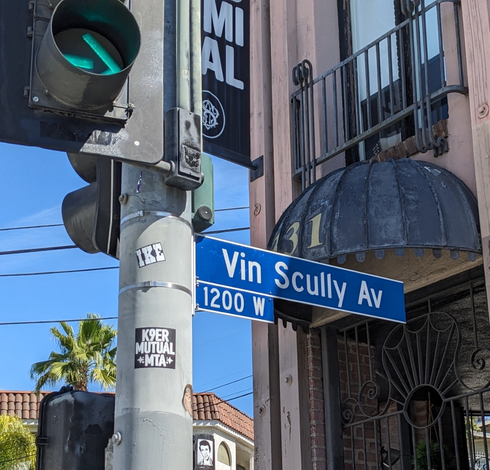 Street sign for Vin Scully Ave