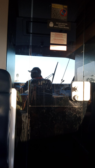 The cab of the Sprinter trains has a glass door so you can really get a nice view forward.