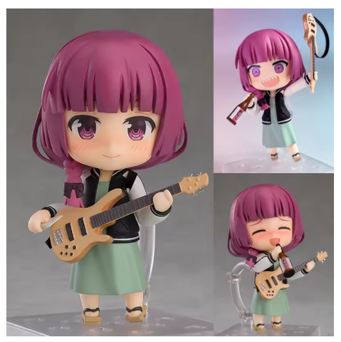 Modular Action  Figurine of the character Hiroi Kikuri from the show Bocchi The Rock. Known to never be far  away from her  bass and her booze.  Despite being a candidate for Club 27 with that much drinking, she is a worthy mentor for the main character of  the show. Also based on a RL person, bassist and singer Margarette Hiro of the band 88Kasyo Junre