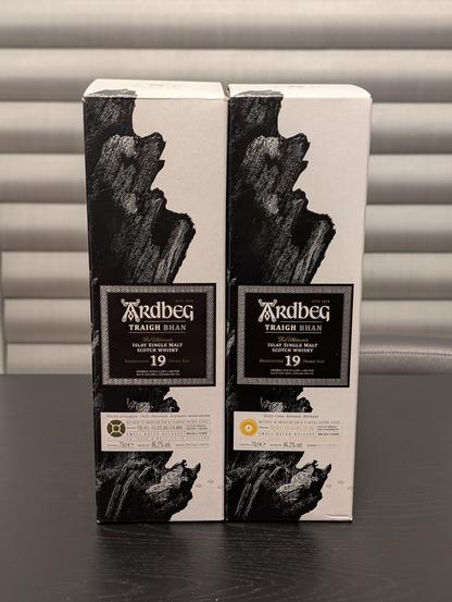 Both Ardbegs in their boxes