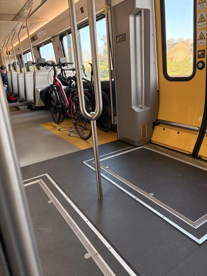 My bike in the cycle spaces on the train.