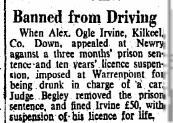 1948: driver appeals a sentence for drunk driving and is banned for life