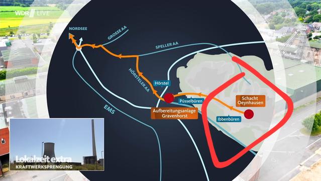 Nähe Ibbenbüren: Schacht Oeynhausen (hier als  Karte des WDR)