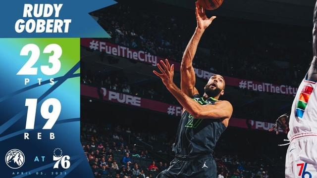 Rudy Gobert Another DOUBLE-DOUBLE 23 Points 19 Rebounds Vs. Philadelphia 76ers | 04.05.25
