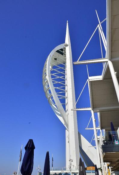 Side view of the Spinnaker Tower.
