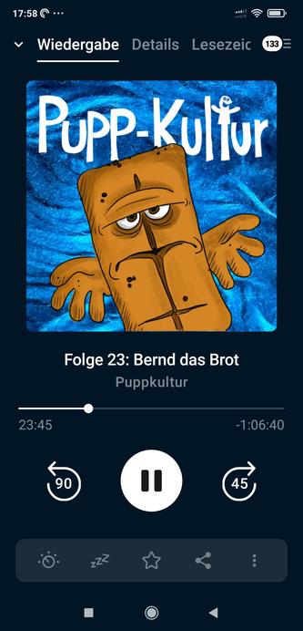 Screenshot von Pocket Casts mit der Episode Bernd das Brot des Podcasts Pupp-Kultur.