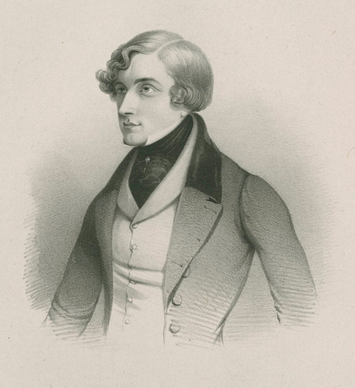 Portrait (1843) of James Orchard Halliwell Phillipps (1820-1889). He was an English writer, Shakespearean scholar, antiquarian, and a collector of English nursery rhymes and fairy tales. A dictionary of archaic and provincial words (1846-7).