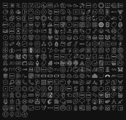 A screenshot of all the new icons inside Arcticons