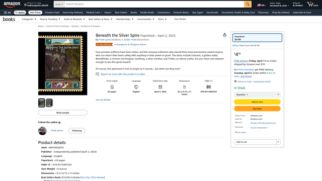Amazon home page for the book.