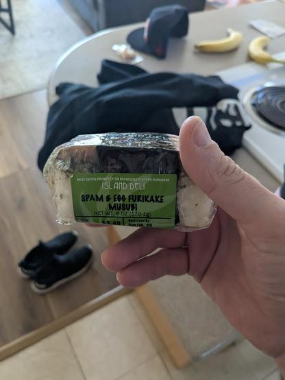 Spam musubi purchased from a convenience store in Waikiki