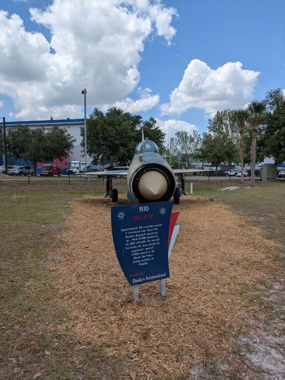 MiG-21 MF Static Display Sun N Fun 2025. Picture taken from the front of the aircraft