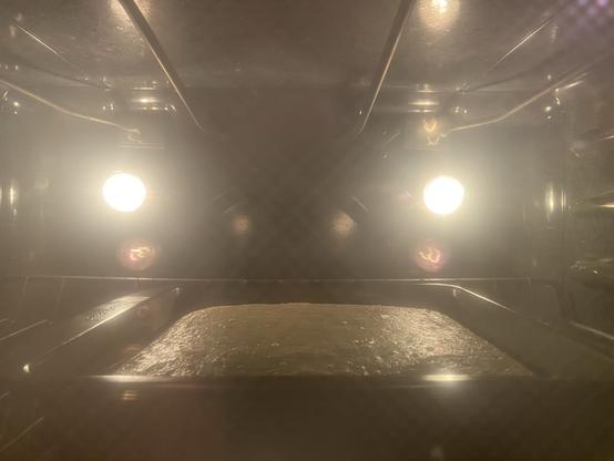 cornbread in the oven about halfway through if the timing in the recipe is right, having formed a reasonable dome shape within the pan