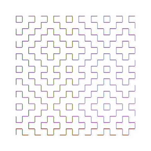 A hitomezashi pattern made from two sentences.