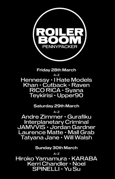 Roiler Boom Pennypacker rave flyer