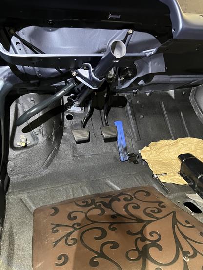 Under the dash of 1964 Corvair. Pedalbox just installed.