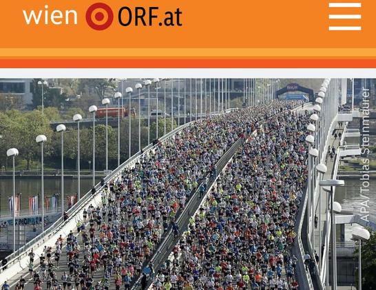 Bildausschnitt von ORF.at - Bild zeigt Läufer:innen über Reichsbrücke in Wien.