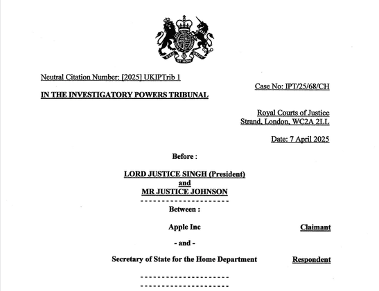 Screenshot of legal document from the Investigatory Powers Tribunal