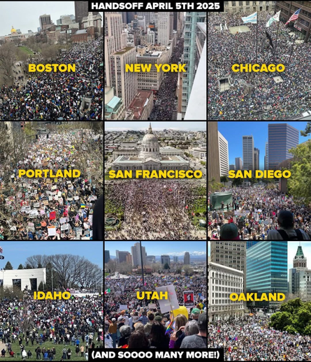 Collage of massive protests across the US on Saturday