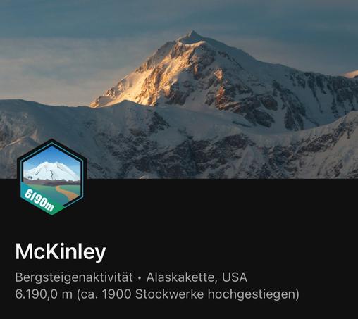 A Garmin badge 'McKinley' which should be Denali.