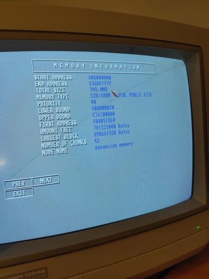 The Amiga has a total of 748MB RAM