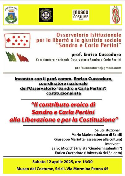 Enrico Cuccodoro a Scicli, su Sandro e Carla Pertini