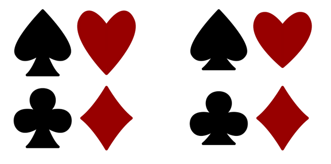 two sets of playing card suits, as described.