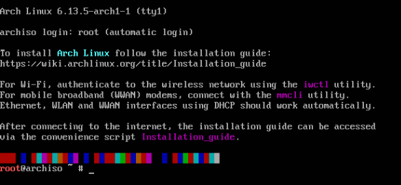 Arch ISO welcome screen