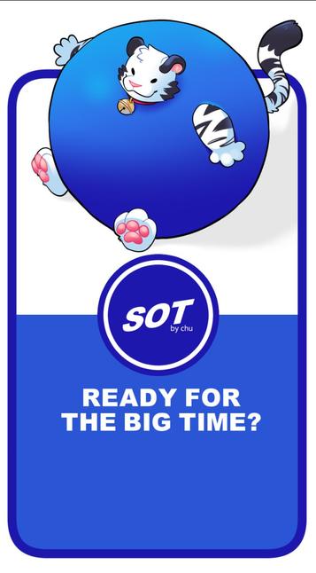 Sot the Blimp sitting at an isometric perspective in a banner for "Sot by chu". Below it reads "READY FOR THE BIG TIME?"

artbyothers raizap chu blimp round goofball sweet