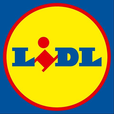Logo von Lidl auf blauem Hintergrund