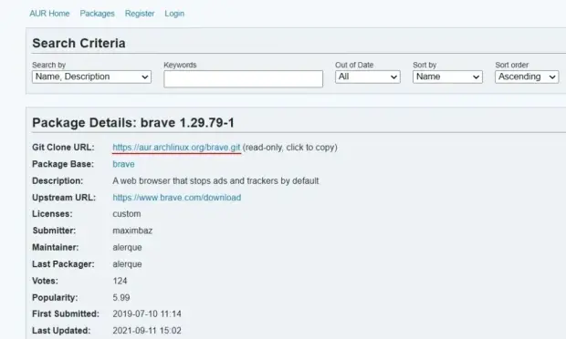 Get clone URL from the AUR