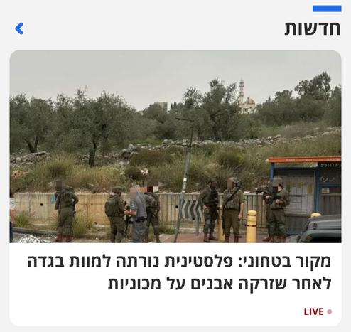 The image shows a group of soldiers in a rural setting, surrounded by olive trees. In the background, a mosque is visible along with a bus stop.