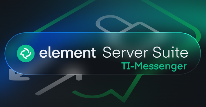 The logo for Element Server Suite TI-Messenger edition with a background of a messaging bubble