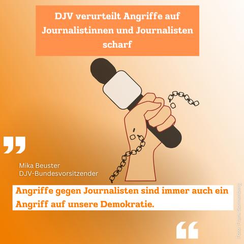 Wir nehmen besorgt zur Kenntnis, dass es laut Reporter ohne Grenzen im letzten Jahr mehr als doppelt so viele Angriffe auf Journalistinnen und Journalisten gegeben hat als im Jahr davor. Mehr Infos in der PM: https://www.djv.de/news/pressemitteilungen/press-detail/djv-verurteilt-angriffe-auf-journalisten-scharf/