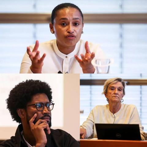 Fotografias da Aurora Almada e Santos, do Victor Barros e da Manuela Ribeiro Sanches captadas por Nuno Fox durante a sessão na Biblioteca Nacional de Portugal.