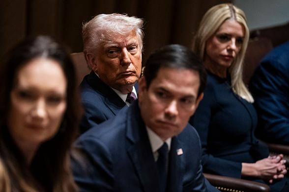 Secretary of Agriculture Brooke Rollins, President Donald Trump, Secretary of State Marco Rubio, and Attorney General Pam Bondi during a cabinet meeting at the White House on March 24, 2025, in Washington, DC.