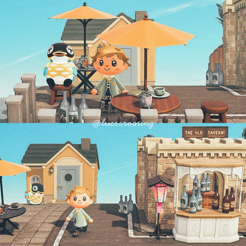 Screenshots of Basil and Cube on the tavern island.