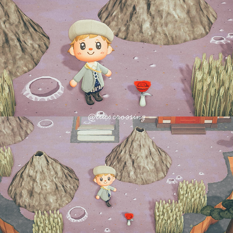 The little prince on his home planet, Asteroid B-612.