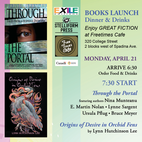 Portal and Orchid launch poster. April 21 at Free Times Cafe in Toronto.