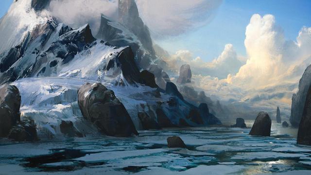 Artic landscape digital painting of a glacier and mountains