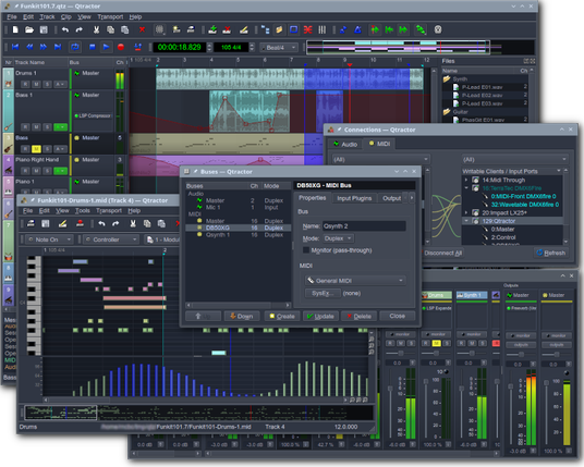 A screenshot of Qtractor.